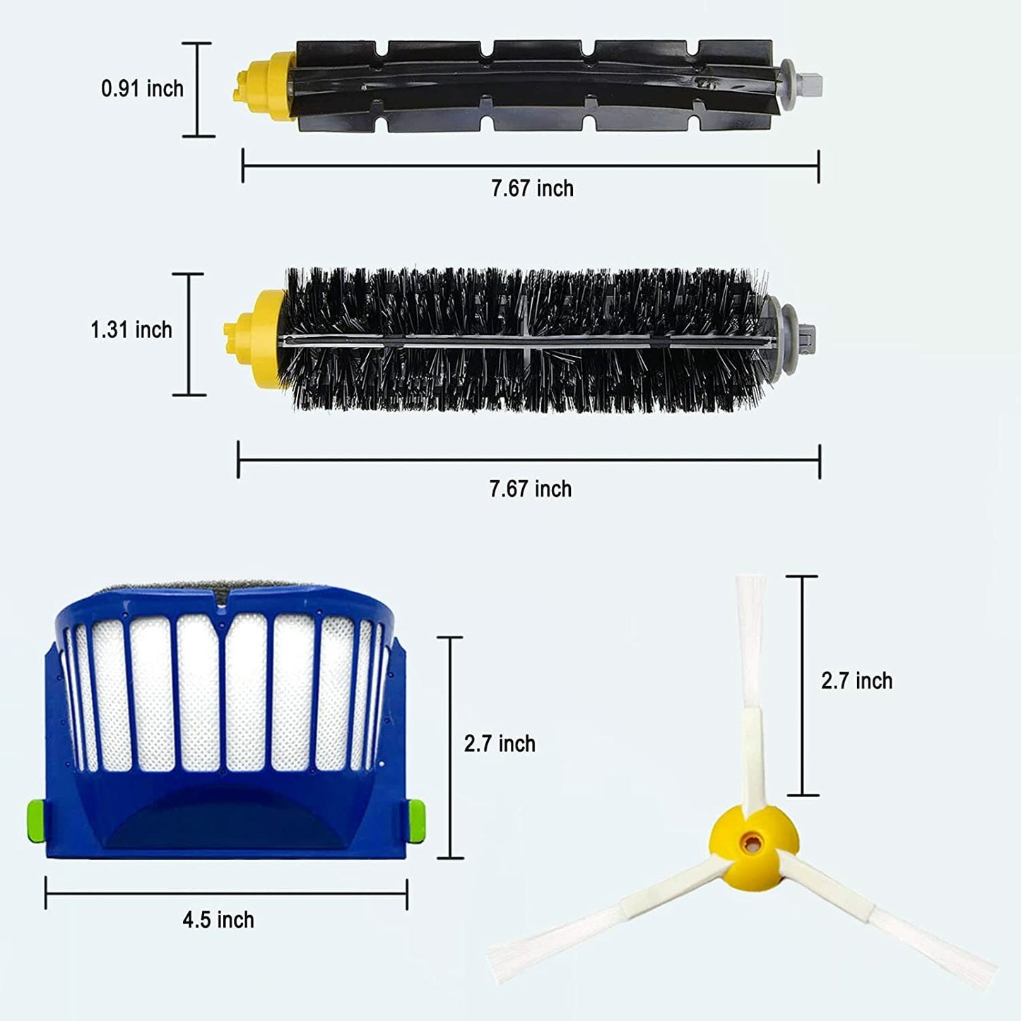 Replacement Parts for irobot Roomba 600 Series 694 675 Brush Filter Side brush