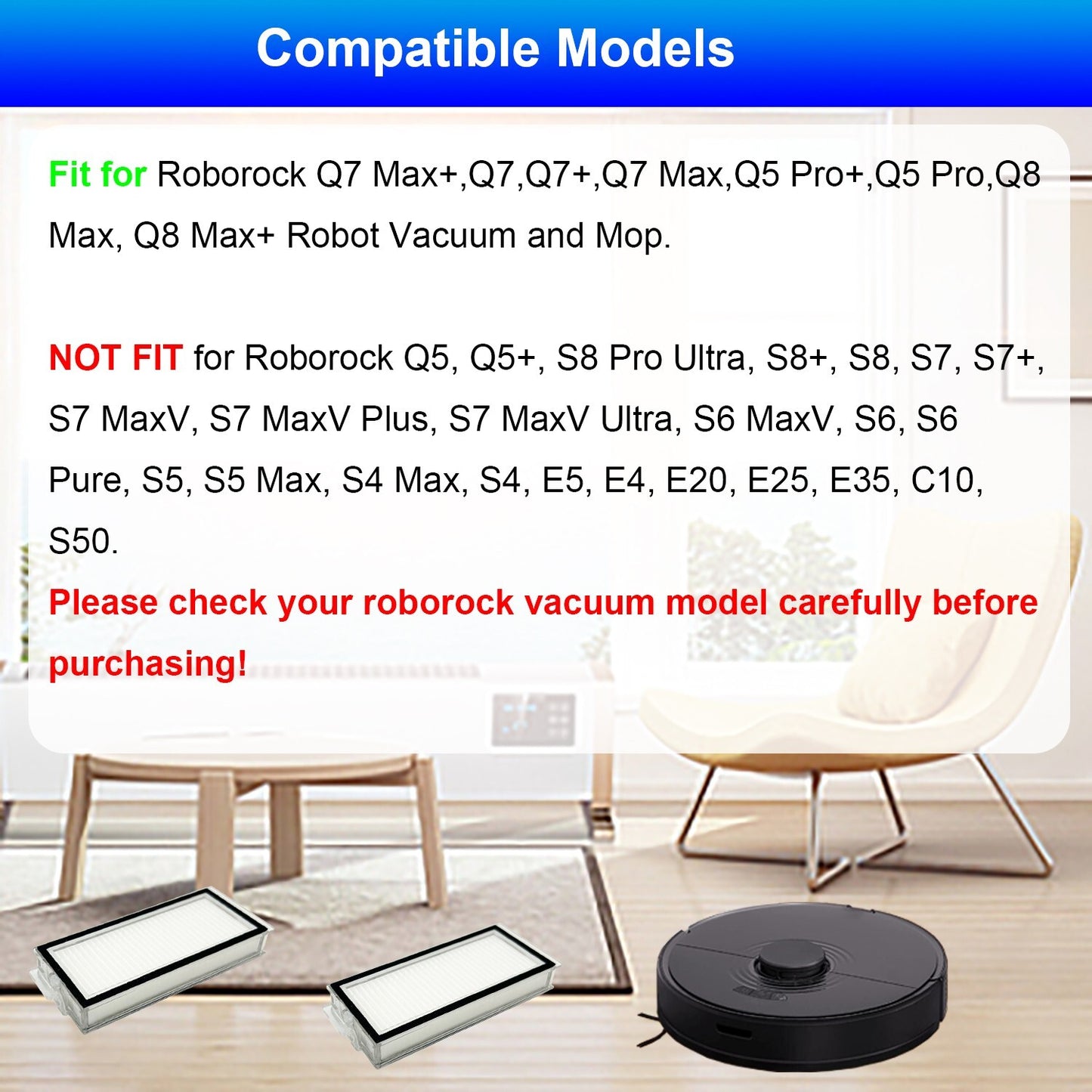 Filter Replacement for Roborock Q7 Max+,Q7,Q7+,Q7 Max,Q5 Pro+,Q5 Pro,Q8 Max
