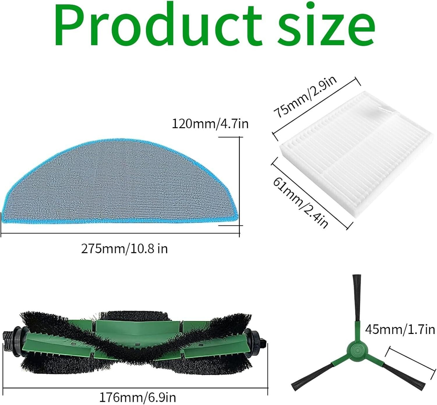 Replacement Parts Compatible for iRobot Roomba Combo Essential Y0140, Y0110