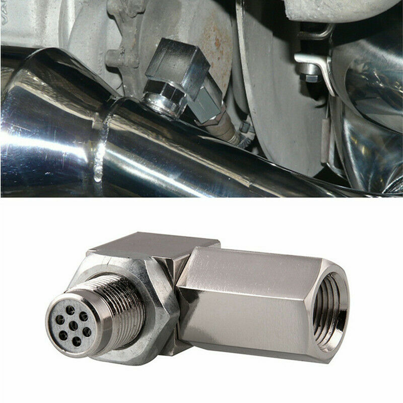 90 Degree O2 Sensor Spacer Engine Light CEL Check Bung Mini Converter Connector