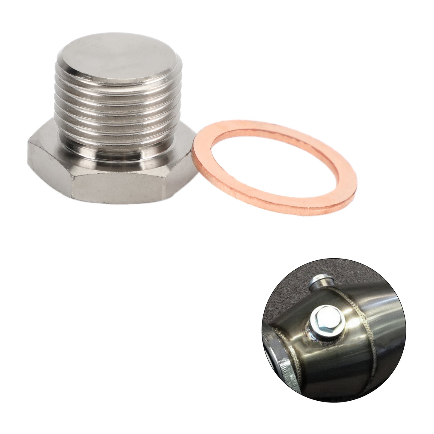 02 Oxygen Sensor 304 Steel Weld On Bung & Plug Wideband Nut & Cap M18 X 1.5