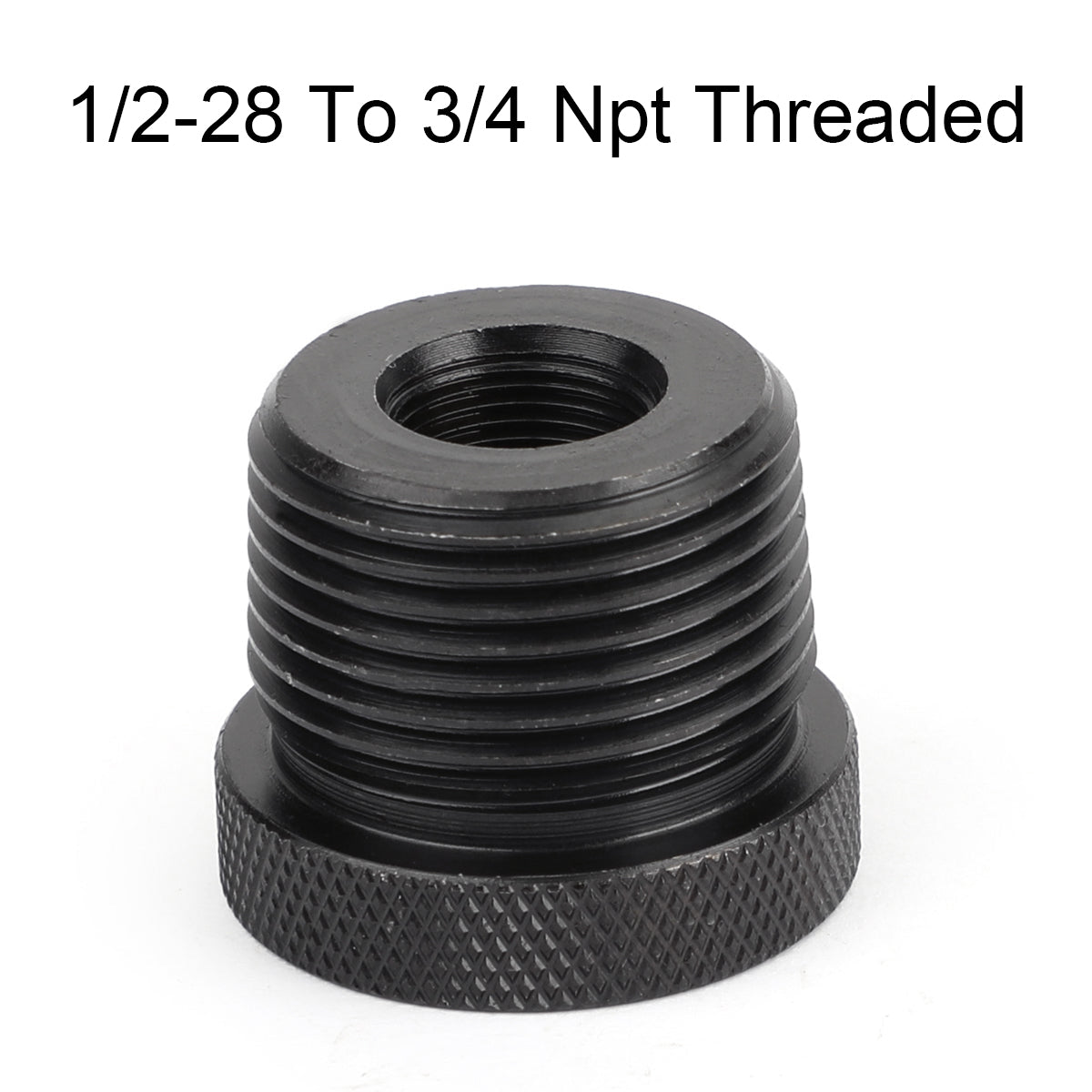 Knurled Black 1/2-28 To 3/4 Npt Threaded Oil Filter Adapter Anodized Connector