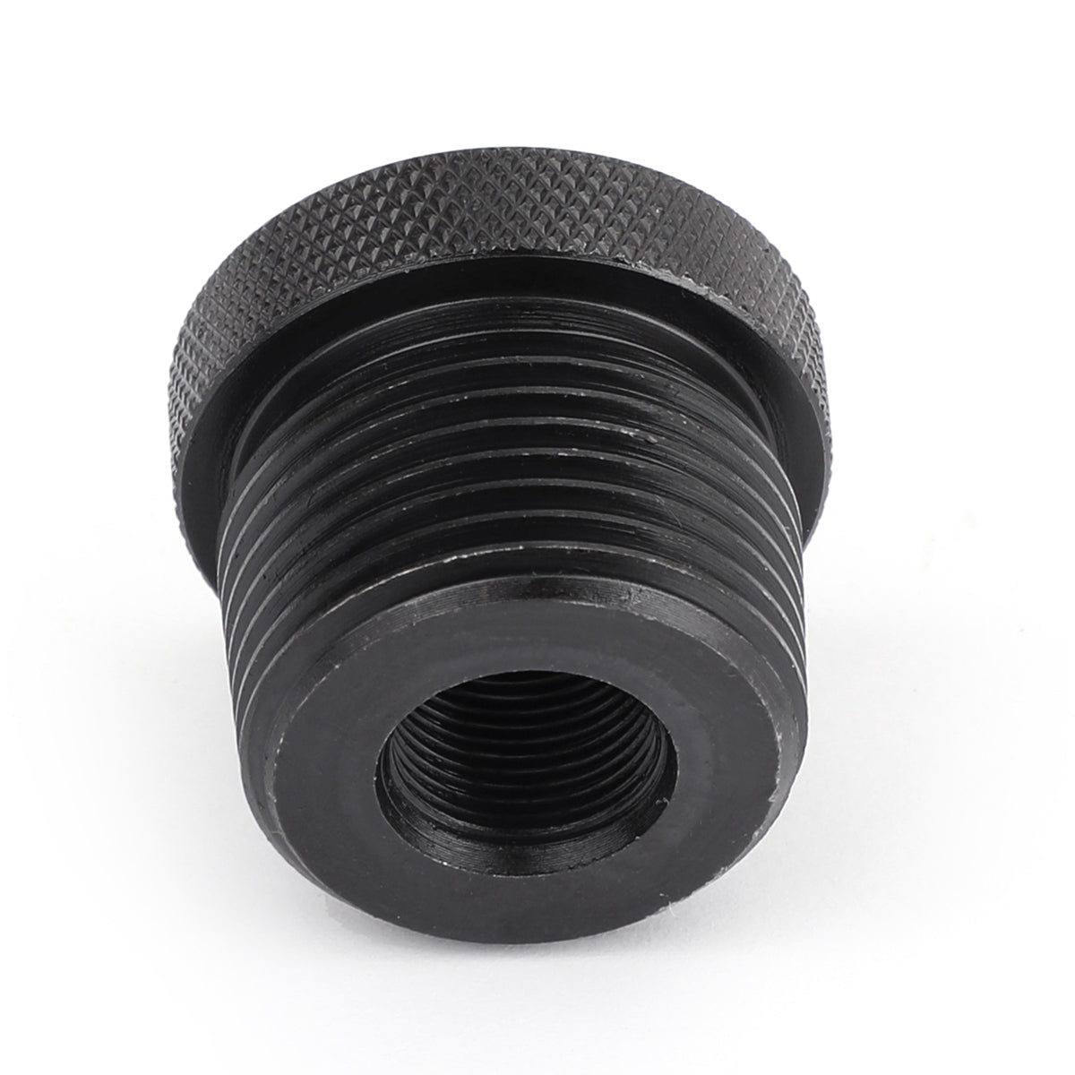 Knurled Black 1/2-28 To 3/4 Npt Threaded Oil Filter Adapter Anodized Connector