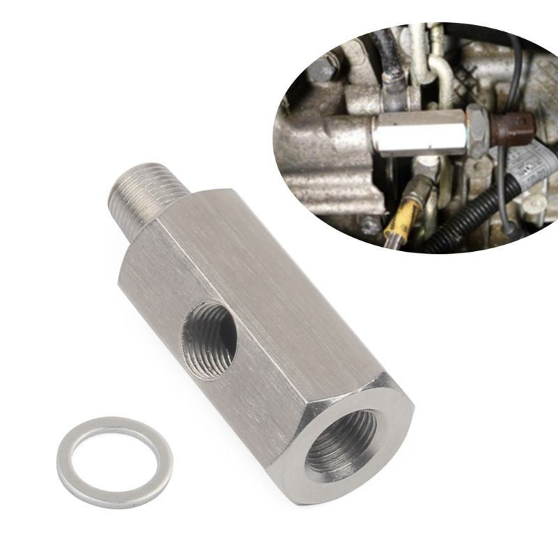 1/8" BSPT Oil Pressure Sensor Tee to NPT Adapter Turbo Supply Feed Line Mete