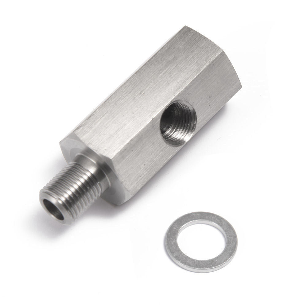 1/8" BSPT Oil Pressure Sensor Tee to NPT Adapter Turbo Supply Feed Line Mete